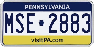 PA license plate MSE2883