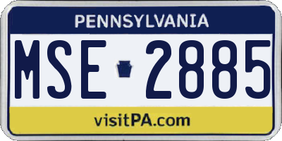 PA license plate MSE2885
