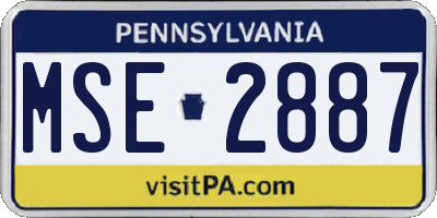 PA license plate MSE2887