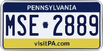 PA license plate MSE2889