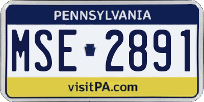 PA license plate MSE2891