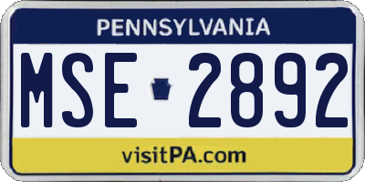 PA license plate MSE2892