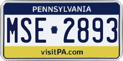PA license plate MSE2893