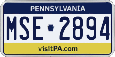 PA license plate MSE2894