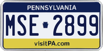 PA license plate MSE2899