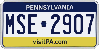 PA license plate MSE2907