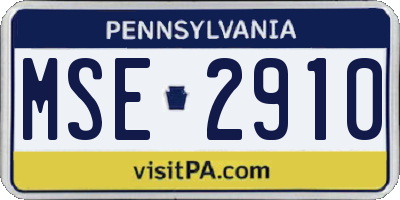 PA license plate MSE2910