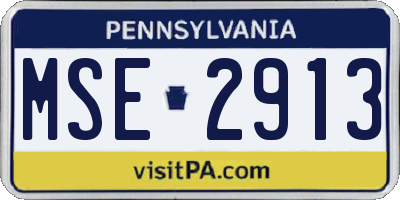 PA license plate MSE2913