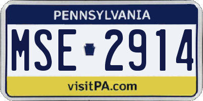 PA license plate MSE2914