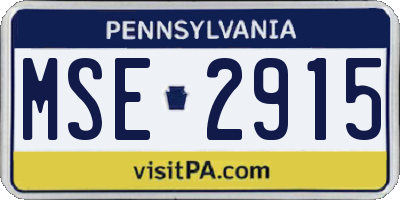 PA license plate MSE2915