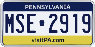 PA license plate MSE2919
