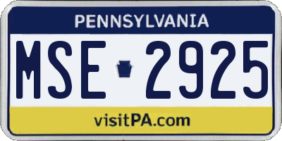 PA license plate MSE2925