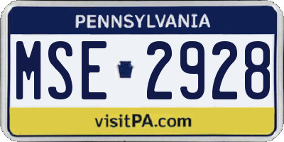 PA license plate MSE2928