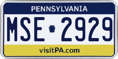 PA license plate MSE2929