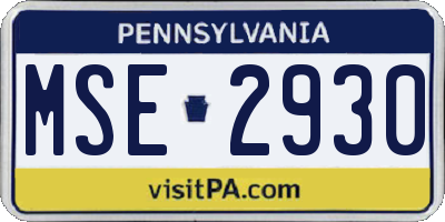 PA license plate MSE2930