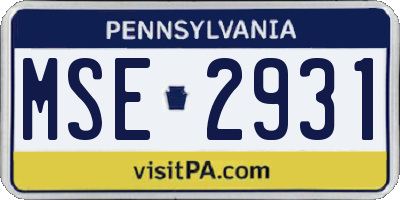 PA license plate MSE2931