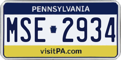PA license plate MSE2934