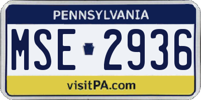 PA license plate MSE2936