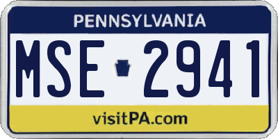PA license plate MSE2941