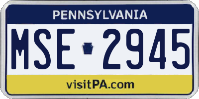 PA license plate MSE2945