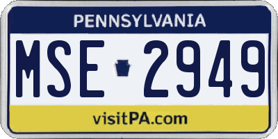 PA license plate MSE2949