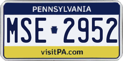 PA license plate MSE2952