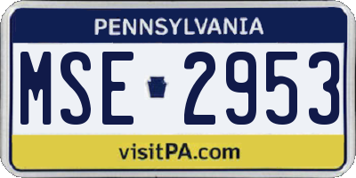 PA license plate MSE2953