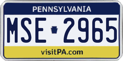 PA license plate MSE2965