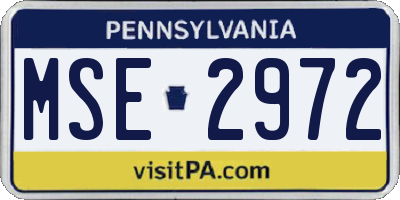 PA license plate MSE2972