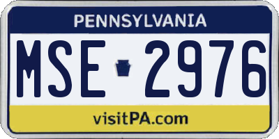 PA license plate MSE2976