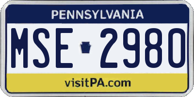 PA license plate MSE2980