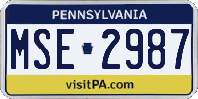 PA license plate MSE2987