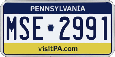 PA license plate MSE2991