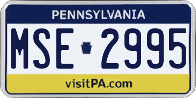 PA license plate MSE2995