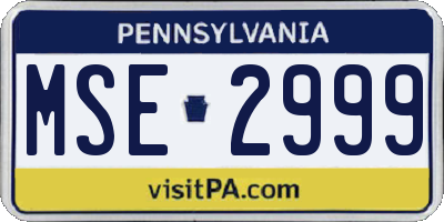 PA license plate MSE2999
