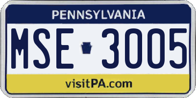 PA license plate MSE3005
