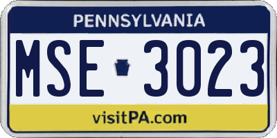 PA license plate MSE3023