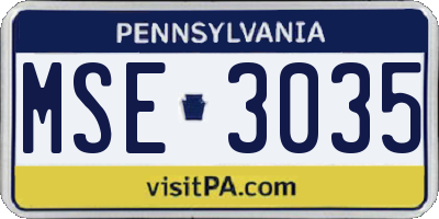 PA license plate MSE3035