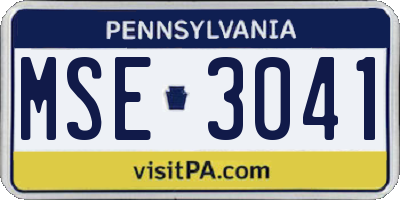 PA license plate MSE3041