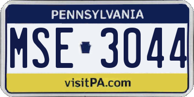 PA license plate MSE3044