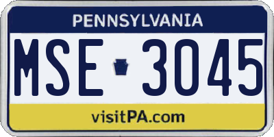 PA license plate MSE3045