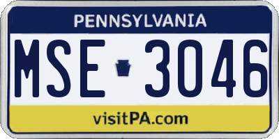 PA license plate MSE3046