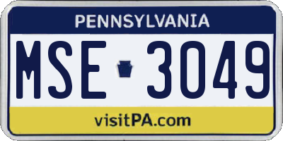 PA license plate MSE3049
