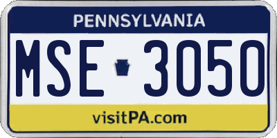 PA license plate MSE3050