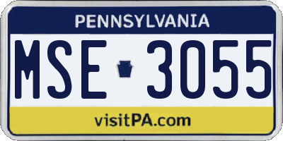 PA license plate MSE3055