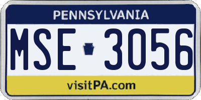 PA license plate MSE3056