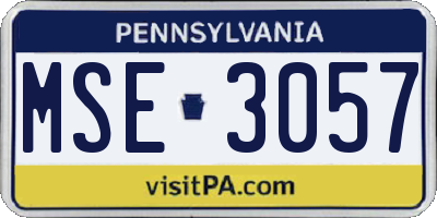 PA license plate MSE3057