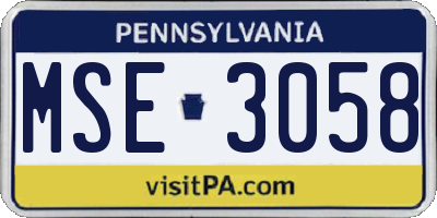 PA license plate MSE3058