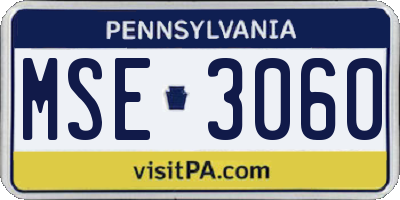 PA license plate MSE3060