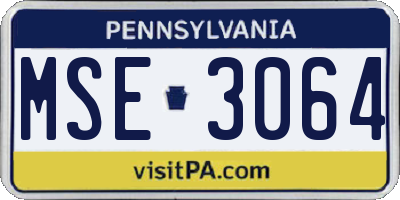 PA license plate MSE3064